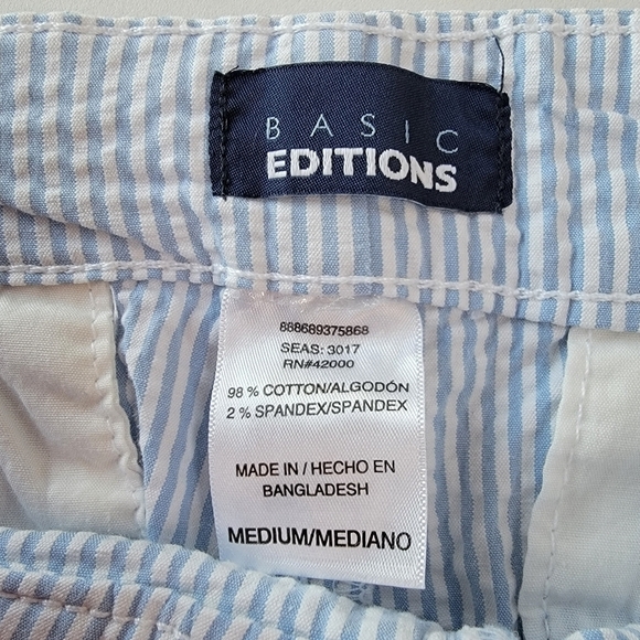 EUC basic editions blue & white striped seersucker shorts size medium - Picture 4 of 10